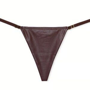 Victoria's Secret Faux Leather Adjustable V-String Panty Brown